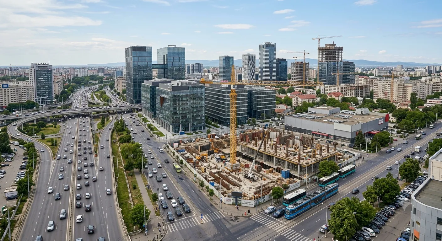 Macara pe un șantier de construcții din București